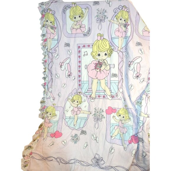 Vintage Precious Moments Ballerina Twin Comforter W/ Ruffle Edge - Picture 2 of 5